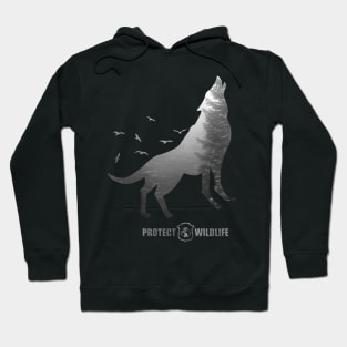 Protect Wildlife - Nature - Wolf Silhouette Hoodie